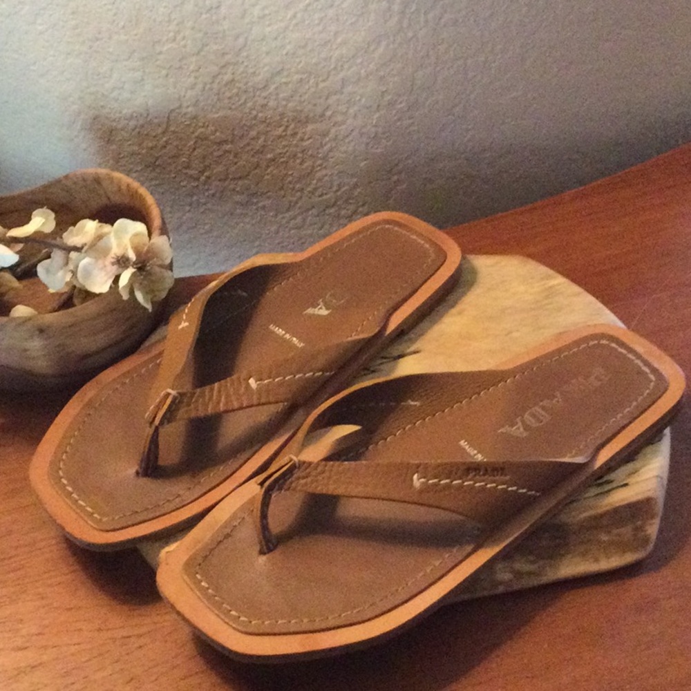 Prada leather flip flops